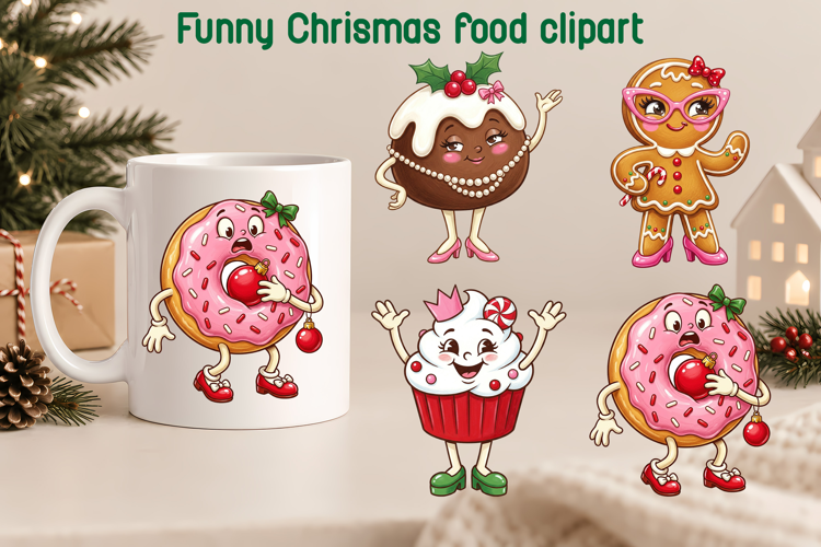 Funny Christmas Sweets Clipart | Holiday Food Sublimation