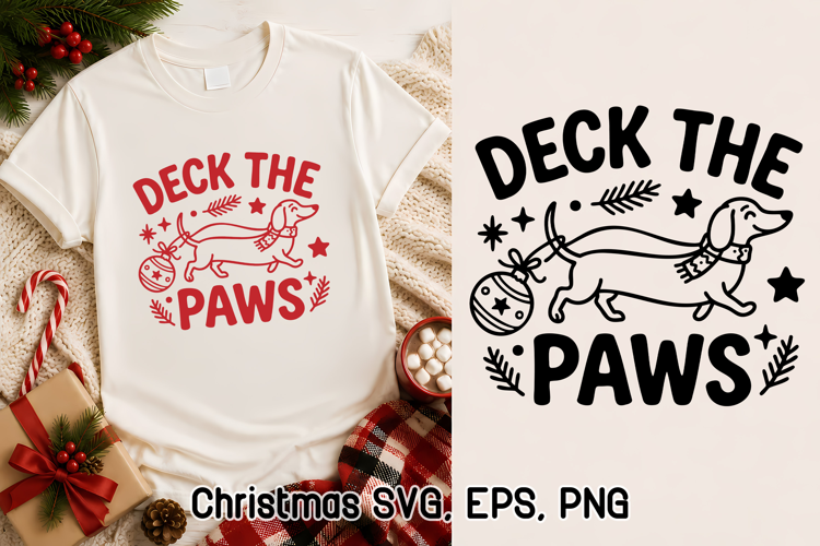Deck The Paws Funny Dachshund Christmas SVG