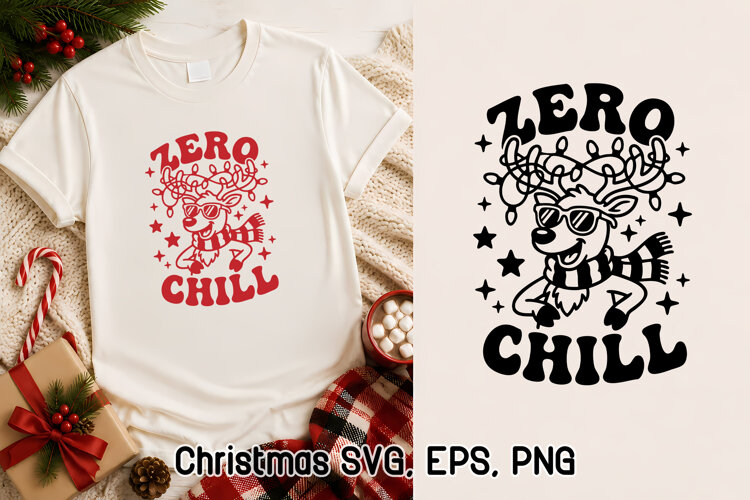Zero Chill Funny Reindeer Christmas SVG example image 1