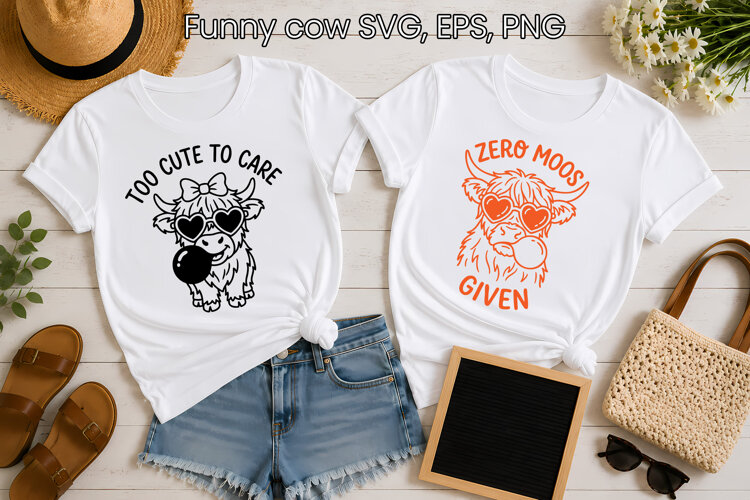 Sarcastic highland cow SVG DEsign | Funny Cow SVG example image 1