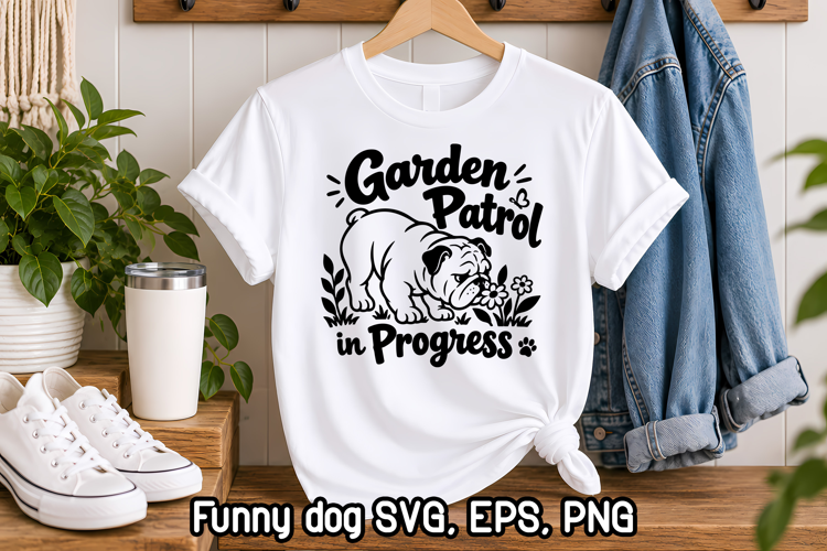 Garden Patrol in Progress Funny Dog SVG