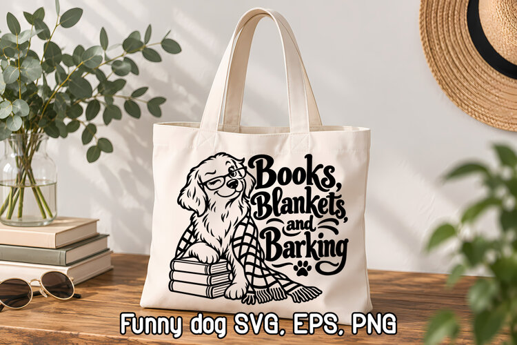 Books Blankets and Barking Dog Lover SVG example image 1