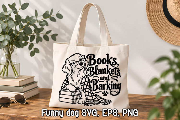 Books Blankets and Barking Dog Lover SVG
