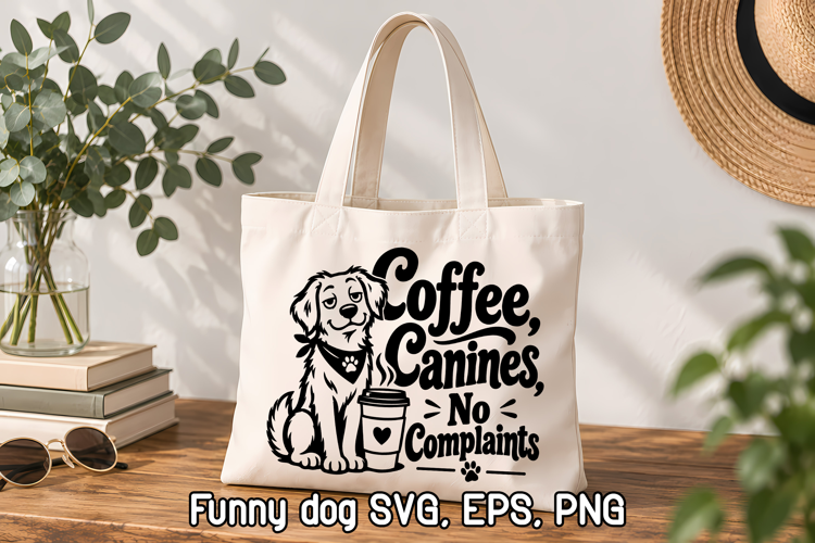 Coffee Canines No Complaints Funny Dog SVG