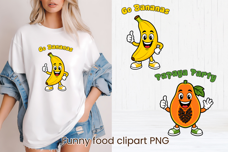 Funny food and fruit character clipart PNG design