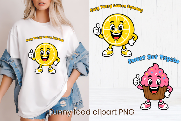 Funny food and fruit character clipart PNG design example image 1