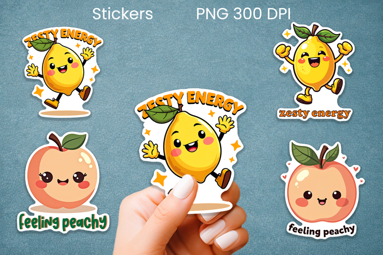 Funny fruit sticker PNG design | Printable summer sticker example image 1
