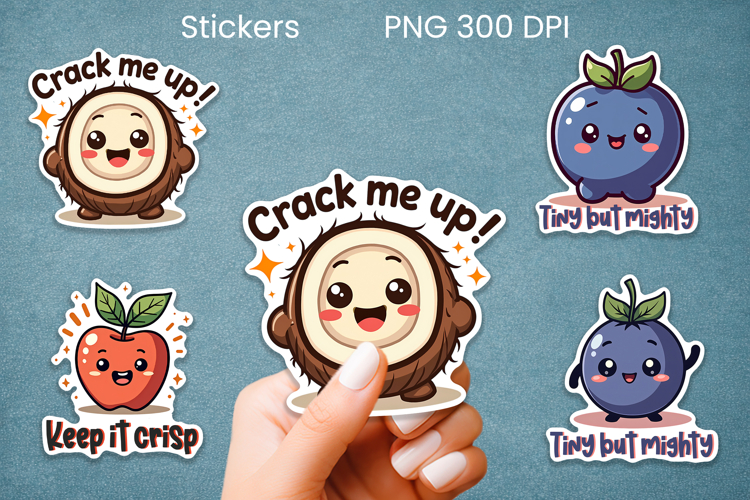 Funny fruit sticker PNG design | Printable summer sticker example image 1