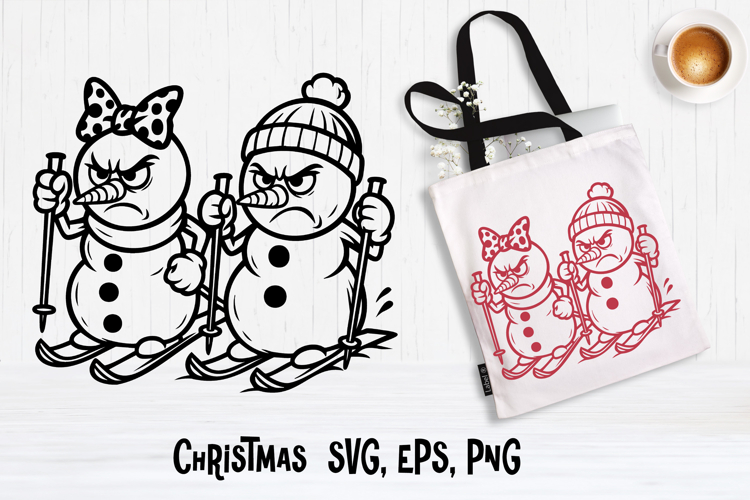 Christmas snowman SVG design | Christmas silhouette SVG