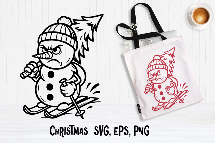 Christmas snowman SVG design | Christmas silhouette SVG