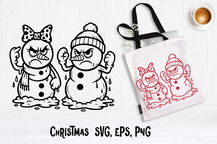 Christmas snowman SVG design | Christmas silhouette SVG