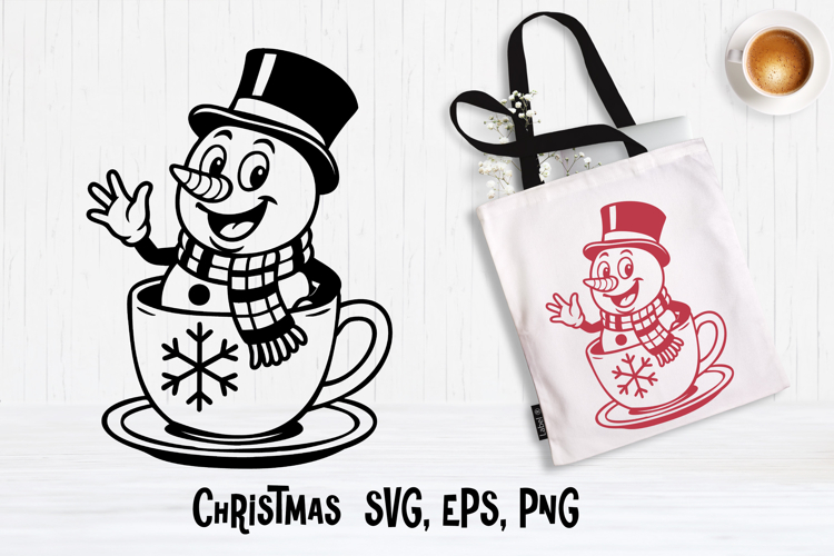 Christmas snowman SVG design | Christmas silhouette SVG