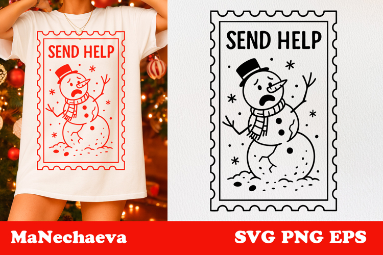 Funny Snowman SVG | Christmas Postage Stamp Sublimation