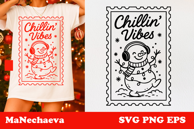 Funny Snowman SVG | Christmas Postage Stamp Sublimation