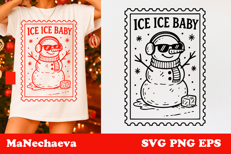 Funny Snowman SVG | Christmas Postage Stamp Sublimation