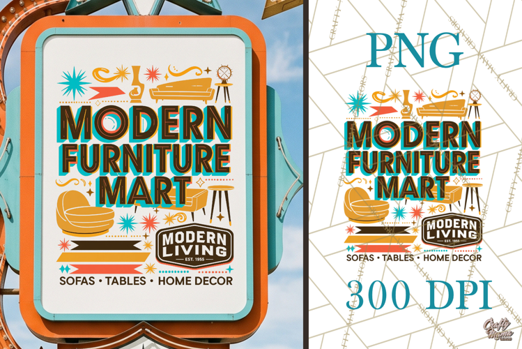 Retro Atomic Age Furniture Mart PNG