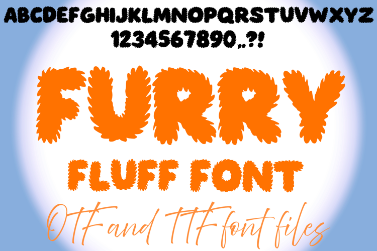 Furry Fluff Typeface Lettering ABC Text Font fur OTF Font