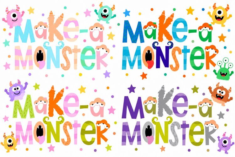 Make-a-Monster- Cute Halloween Color Font example image 1