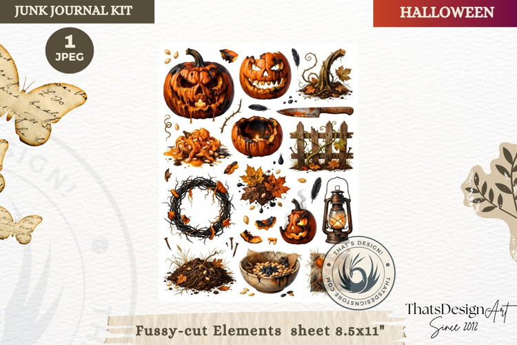 Horror Halloween Junk Journal Gothic sheets ephemera