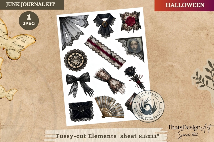 Haunted House Halloween Junk Journal fussy cut Ephemeras