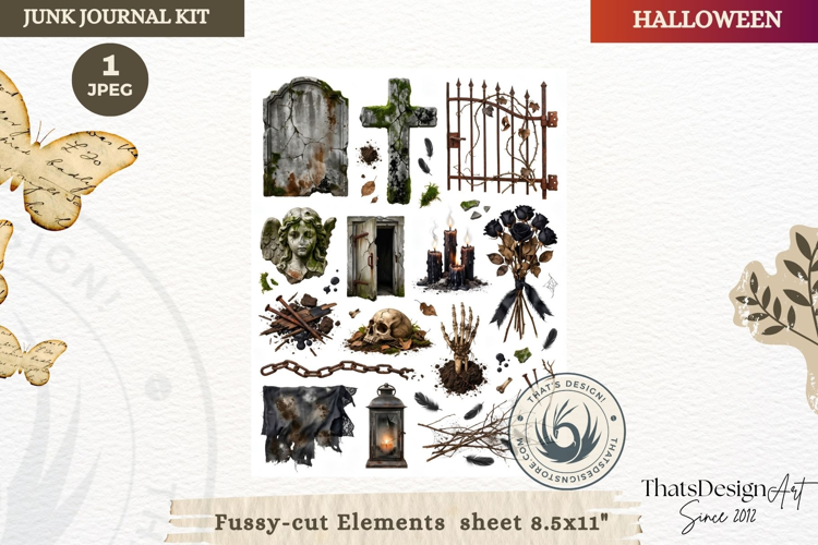 Horror Halloween Junk Journal Gothic sheets ephemera