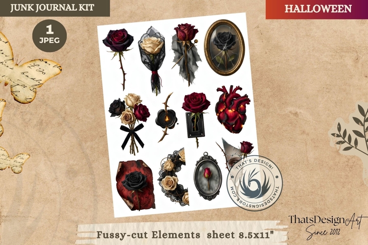 Haunted House Halloween Junk Journal fussy cut Ephemeras