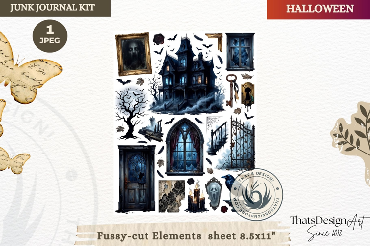 Horror Halloween Junk Journal Gothic sheets ephemera