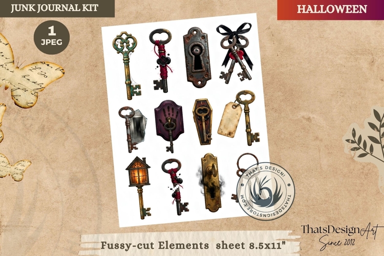 Haunted House Halloween Junk Journal fussy cut Ephemeras