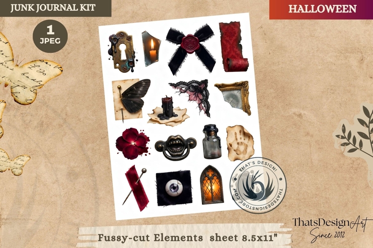 Haunted House Halloween Junk Journal fussy cut Ephemeras