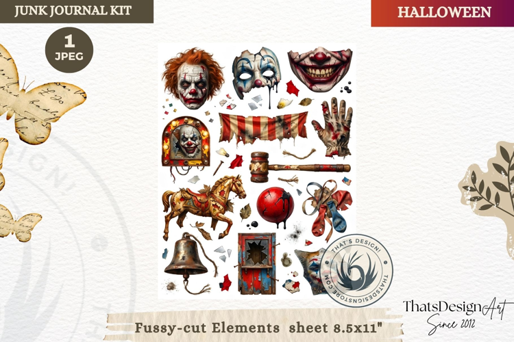 Horror Halloween Junk Journal Gothic sheets ephemera