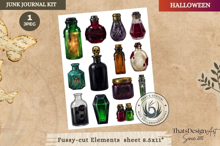 Haunted House Halloween Junk Journal fussy cut Ephemeras