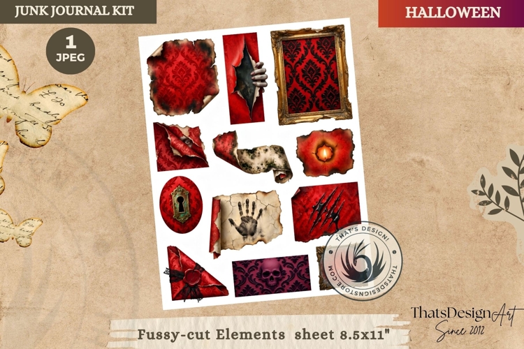 Haunted House Halloween Junk Journal fussy cut Ephemeras