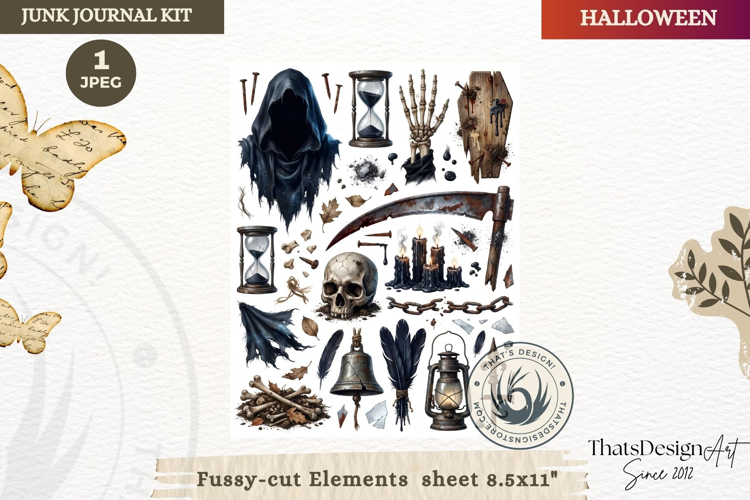 Horror Halloween Junk Journal Gothic sheets ephemera