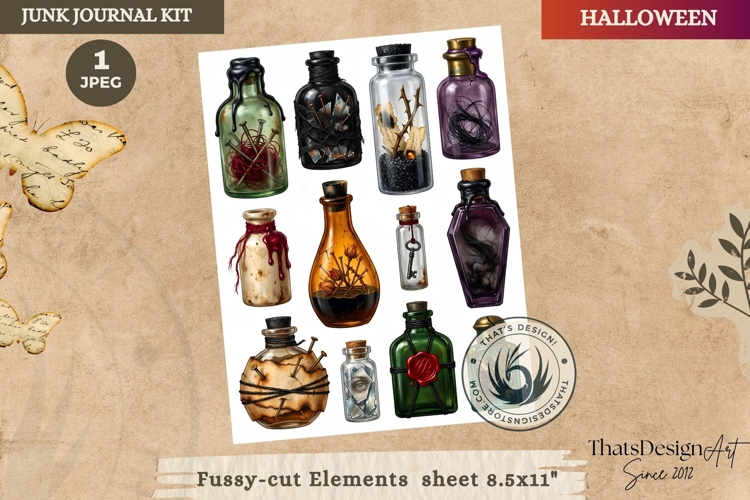 Haunted House Halloween Junk Journal fussy cut Ephemeras