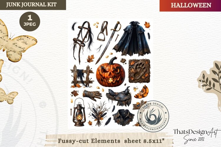 Horror Halloween Junk Journal Gothic sheets ephemera example image 1