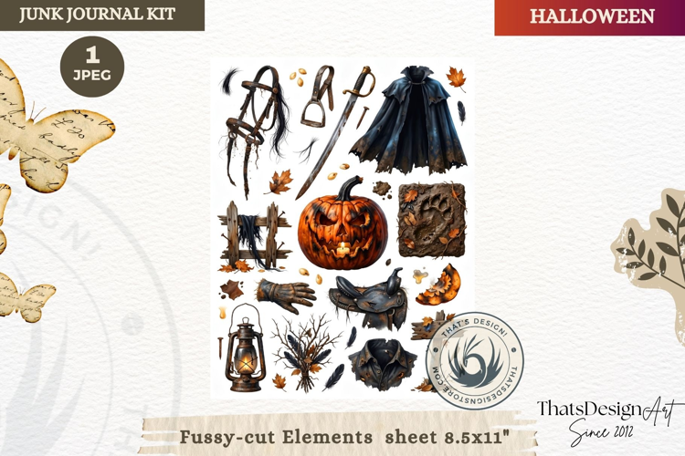 Horror Halloween Junk Journal Gothic sheets ephemera