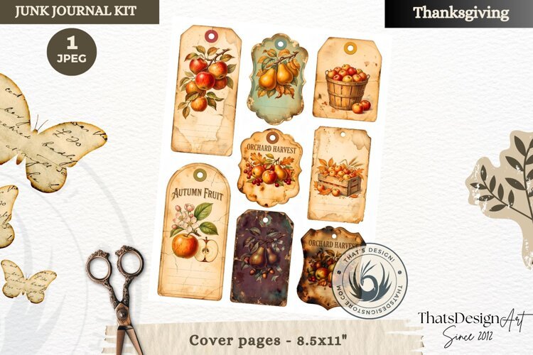 Vintage Thanksgiving Junk Journal fussy cut ephemera collage example image 1