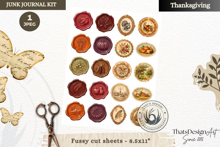 Vintage Thanksgiving Junk Journal fussy cut sheet ephemera example image 1