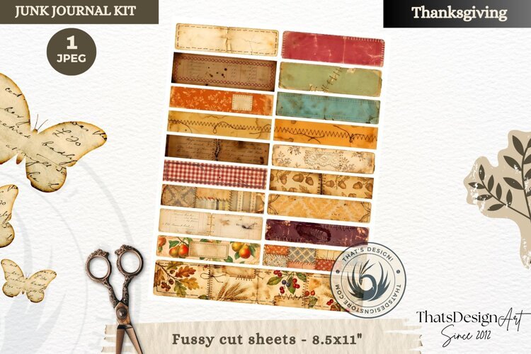 Vintage Thanksgiving Junk Journal fussy cut sheet ephemera example image 1