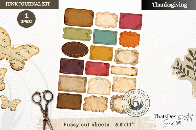 Vintage Thanksgiving Junk Journal fussy cut sheet ephemera example image 1