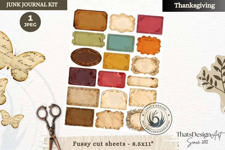 Vintage Thanksgiving Junk Journal fussy cut sheet ephemera