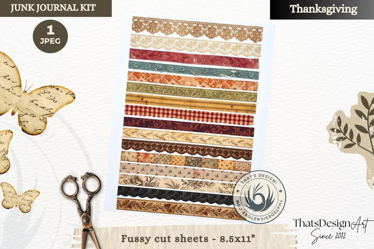 Vintage Thanksgiving Junk Journal fussy cut sheet ephemera