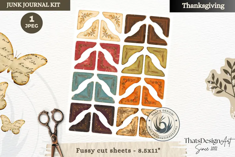Vintage Thanksgiving Junk Journal fussy cut sheet ephemera