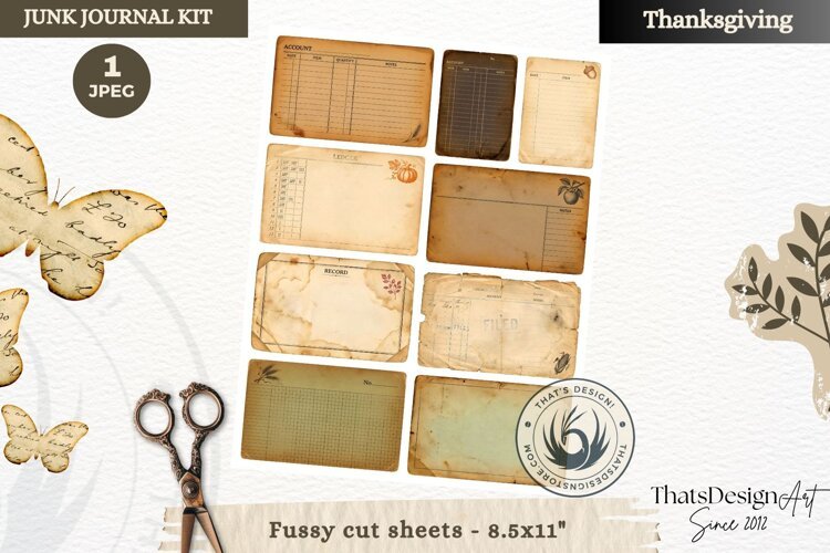 Vintage Thanksgiving Junk Journal cards fussy cut ephemera example image 1
