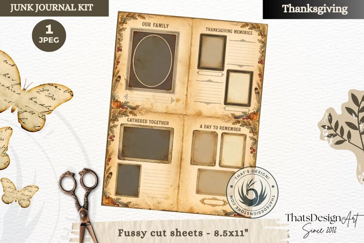 Vintage Thanksgiving Junk Journal fussy cut sheet ephemera example image 1