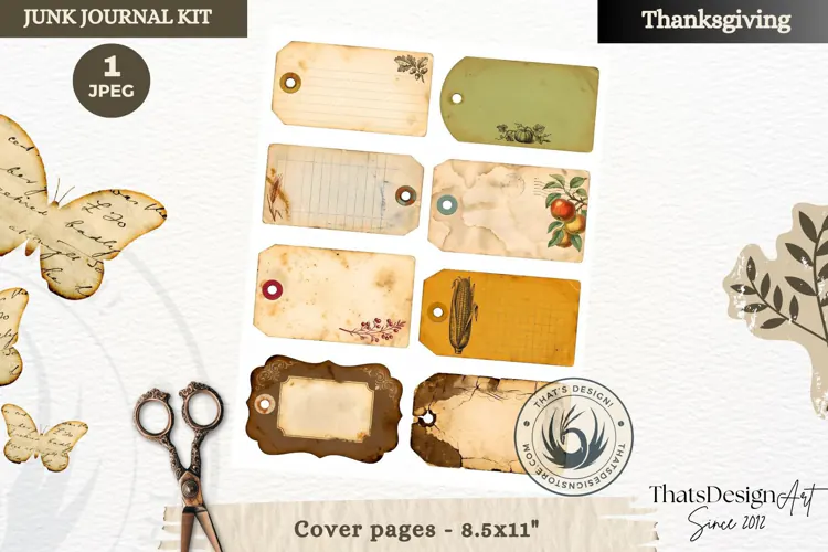 Vintage Thanksgiving Junk Journal fussy cut ephemera collage