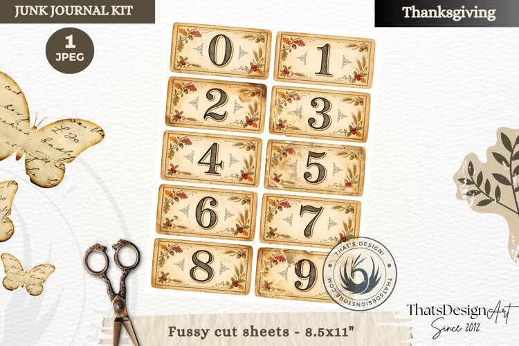 Vintage Thanksgiving Junk Journal calendar sheet ephemera example image 1