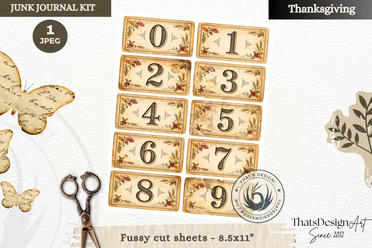 Vintage Thanksgiving Junk Journal calendar sheet ephemera