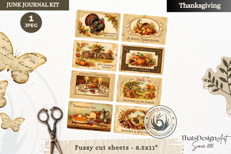 Vintage Thanksgiving Junk Journal calendar sheet ephemera example image 1