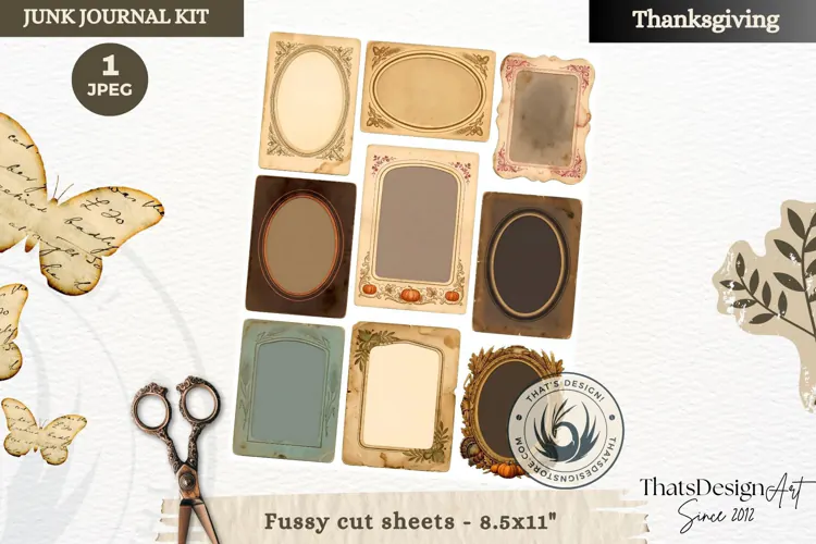 Vintage Thanksgiving Junk Journal calendar sheet ephemera